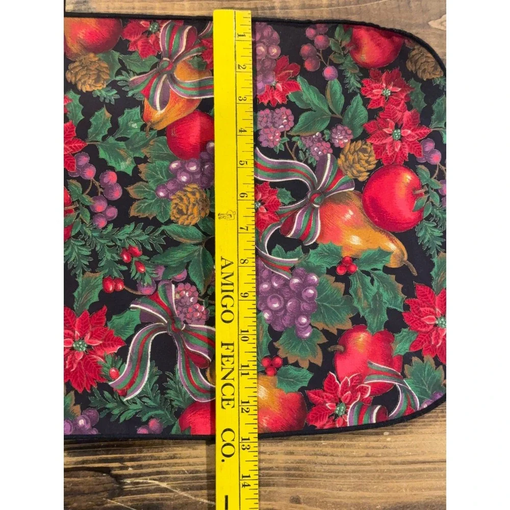 Christmas Fruit Poinsettia Table Linens Set 6 Napkins 6 Placemats 1 Tablerunner